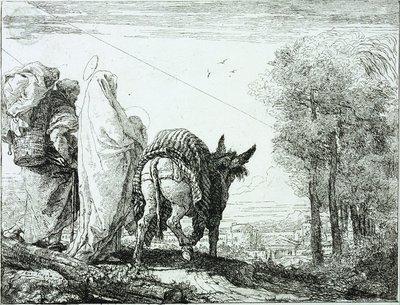 De vlucht naar Egypte door Domenico Tiepolo